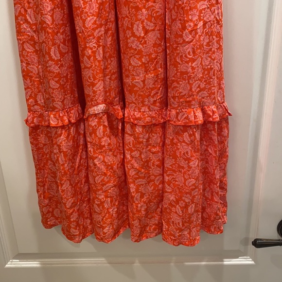 Dolan Left Coast Anthropology red midi smocked bodice dress NEW - Picture 9 of 11